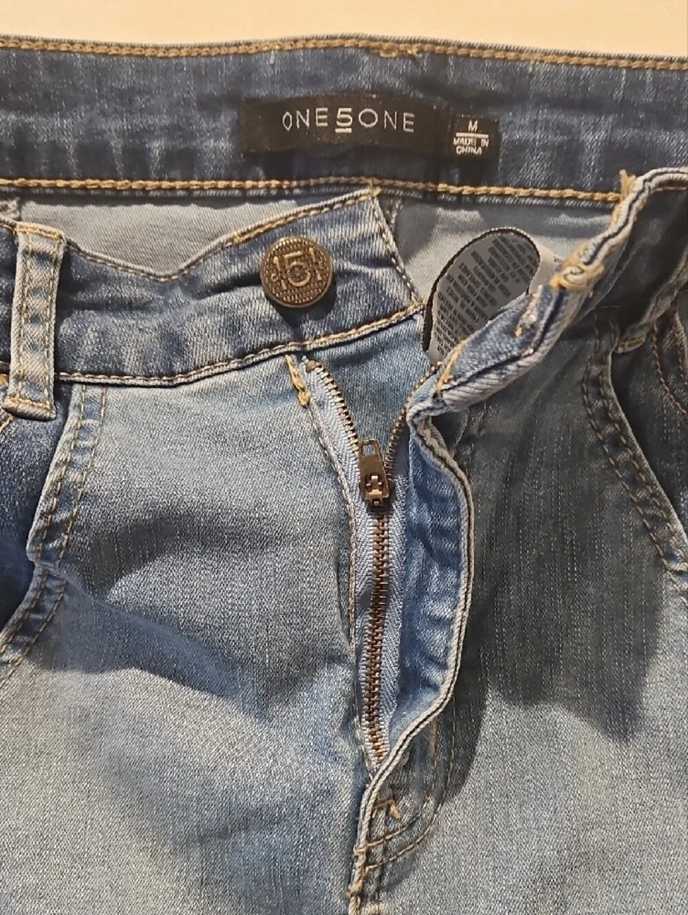 one 5 one Two-Tone Blue Denim Pencil Skirt 0051 - Picture 3 of 12
